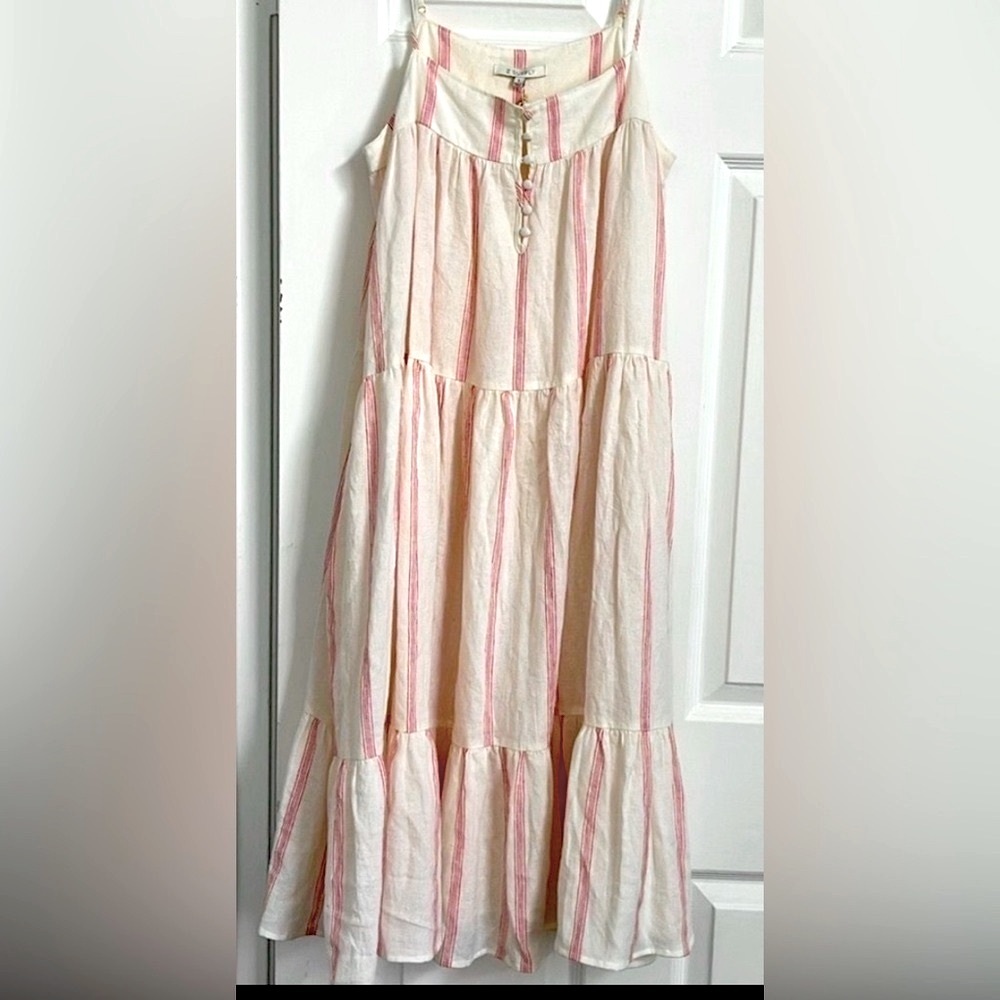 Z Supply White and Red Tiered Maxi Dress